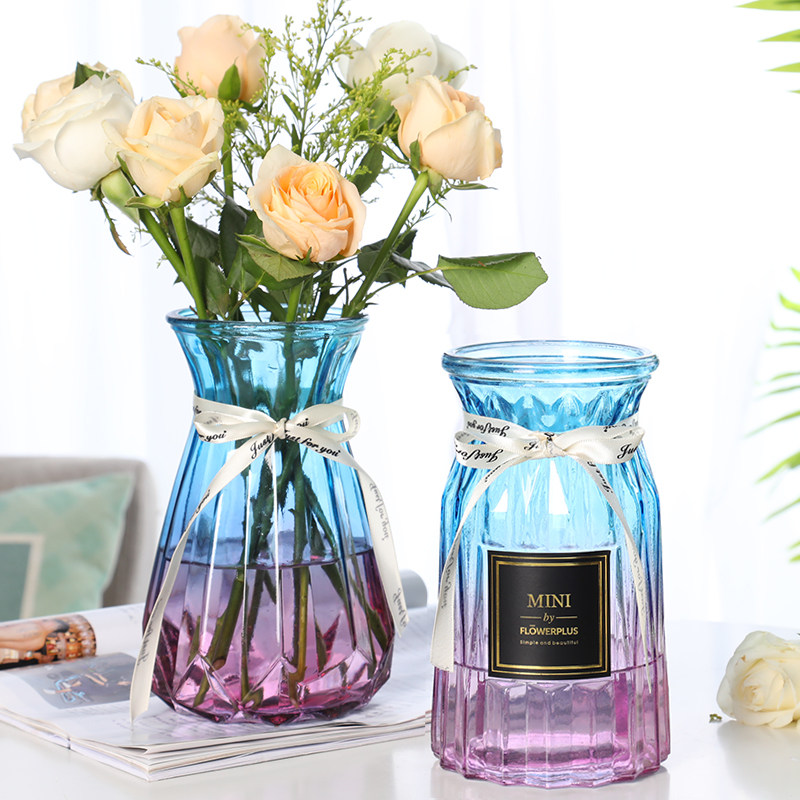 【二件套】歐式玻璃花瓶透明彩色水培植物工藝花瓶客廳插花擺件在類目 鮮花速遞/花卉仿真/綠植園藝, 花瓶/花器/花盆/花架（新）, 花瓶中 - 來自Buy2taobao.com提供專業的淘寶代購服務
