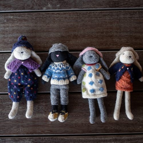 长腿黑白灰粉小兔叽材料包棒针