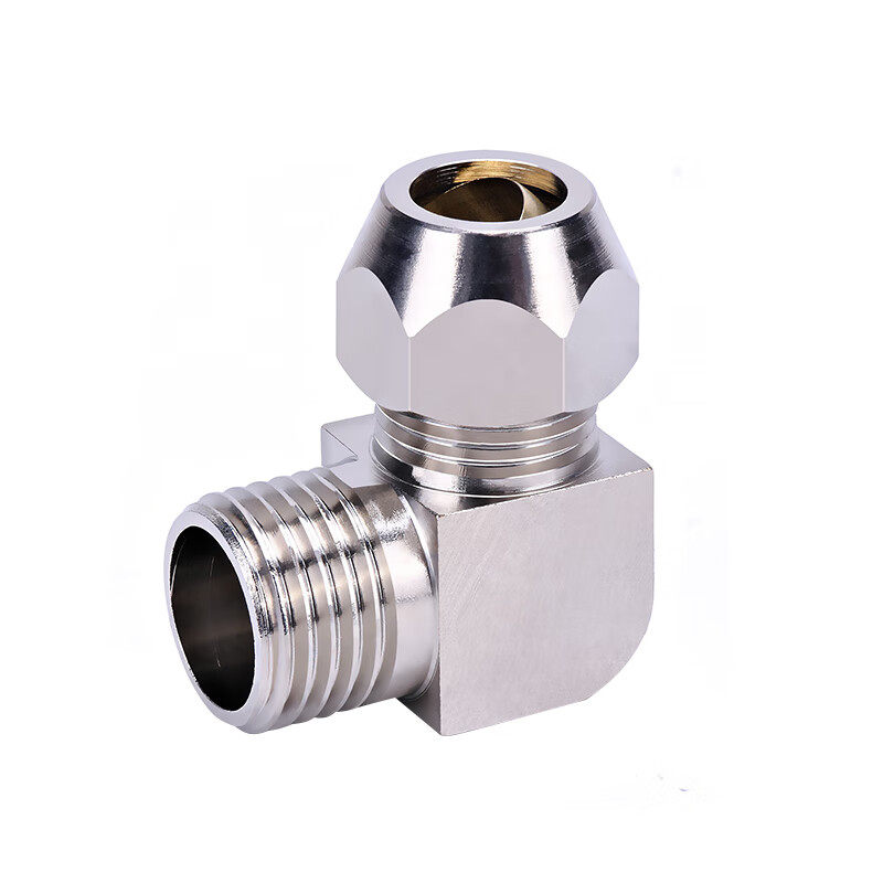 卡套接头6/8/10/12mm卡套式铜管油管直通终端带螺纹1/2/3/4分弯