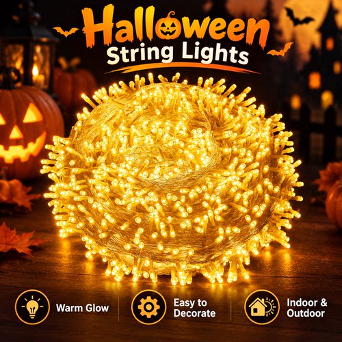Halloween Mini Pumpkin Light Stress Ball户外满天星彩灯圣诞灯