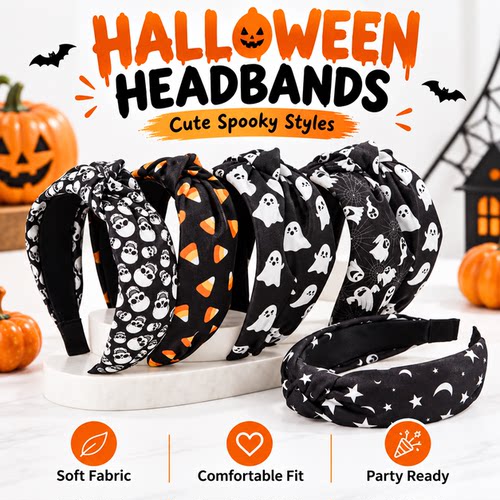 Halloween Ghost Skeleton Star Moon Headband Fabric Headband