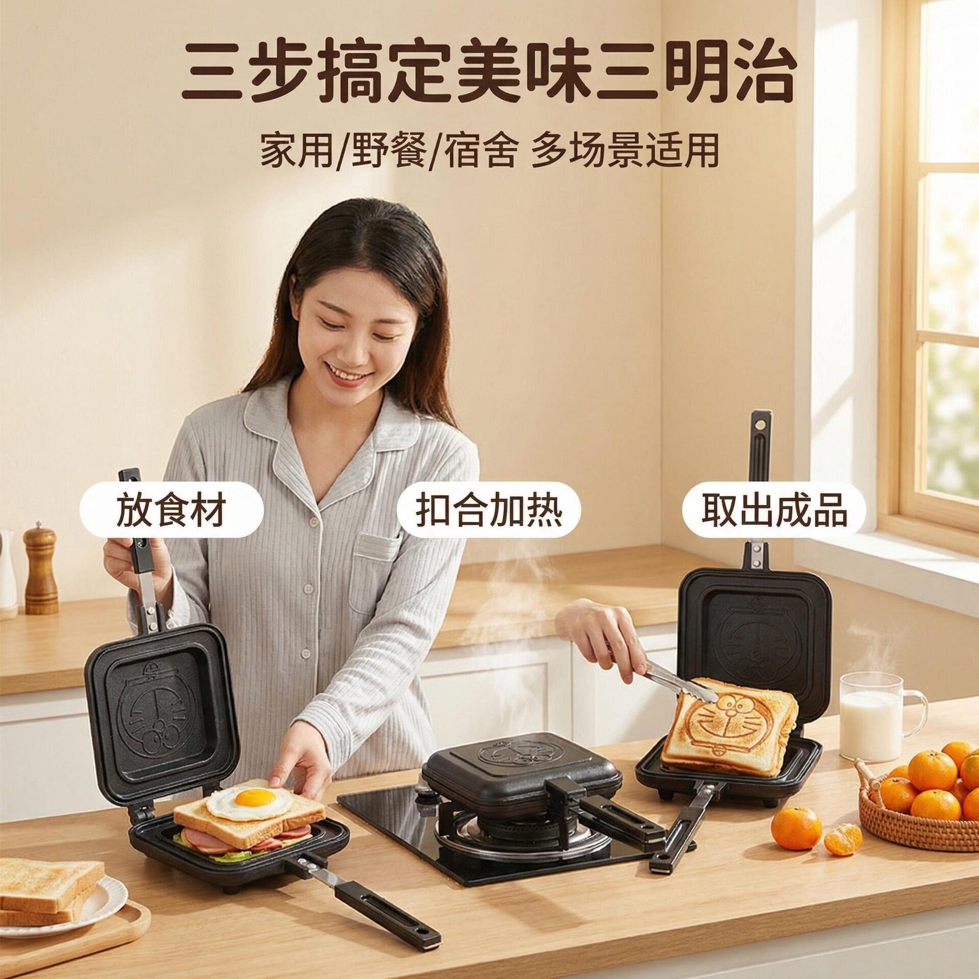 新品可拆卸家用三明治烤