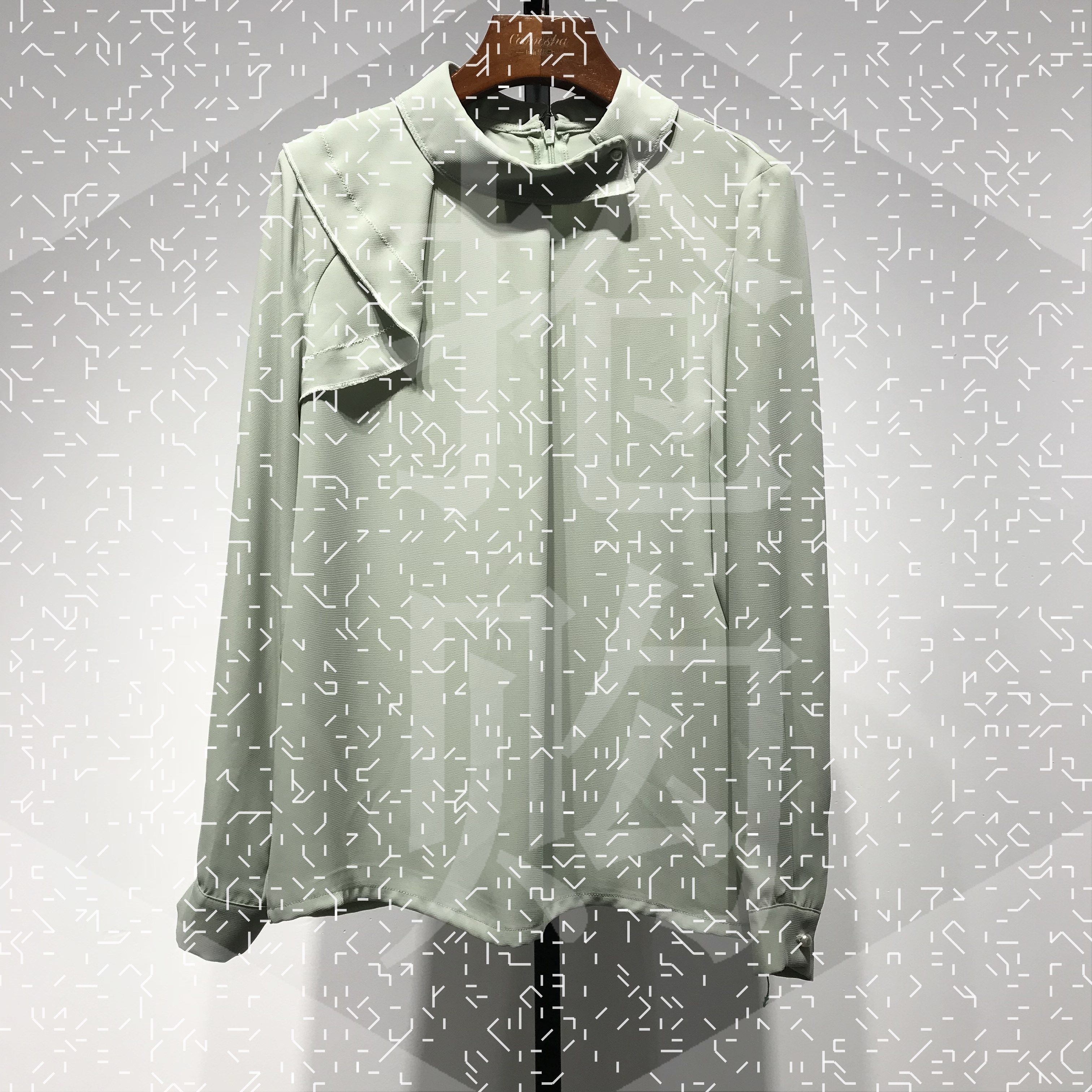 2020春季新款纯色荷叶落肩中领衬衫20C3S021|msdalam kategori Butik wanita / wanita, shirt - dari Buy2taobao.com untuk memberikan perkhidmatan ejen Taobao profesional membeli