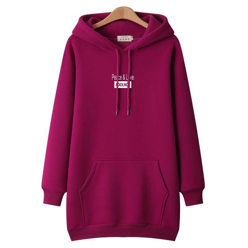 潮牌大码中长款加绒卫衣女2025秋冬新款长袖胖mm套头宽松外套