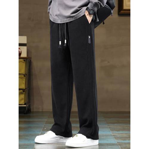Home Daily~灯芯绒男冬季加绒加厚重磅宽松阔腿运动休闲卫裤秋冬