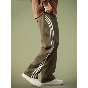 男直筒秋冬阔腿潮流百搭长裤 条纹运动卫裤 BIAS潮牌美式 neith