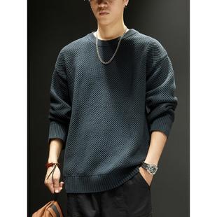 圆领针织毛衣男秋冬季 BIAS美式 宽松菠萝纹重磅覆古 neith 潮牌it