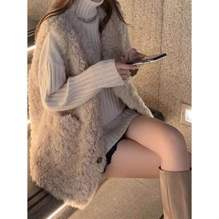 外套 时髦洋气皮毛一体无袖 Rouje Dsyle小香风羊羔毛马甲女秋冬季