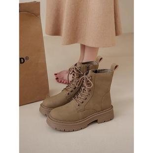 风格 英式 防水休闲加厚底大黄靴 和秋季 2025新流行短靴春季