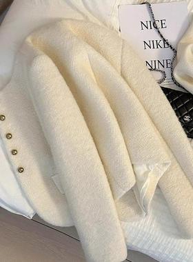 LILY MOST米白色法式洋气羊绒毛呢子小香风短外套女2025秋冬新款