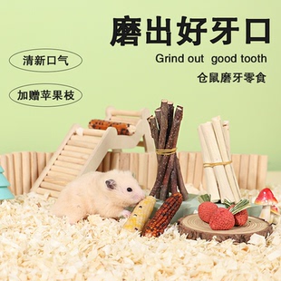 仓鼠磨牙棒金丝熊龙猫互动零食苹果枝甜竹饼干可食用零食用品大全