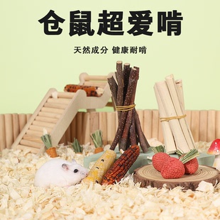 仓鼠磨牙棒食物金丝熊花枝可食用磨牙零食玩具兔子甜竹苹果枝用品