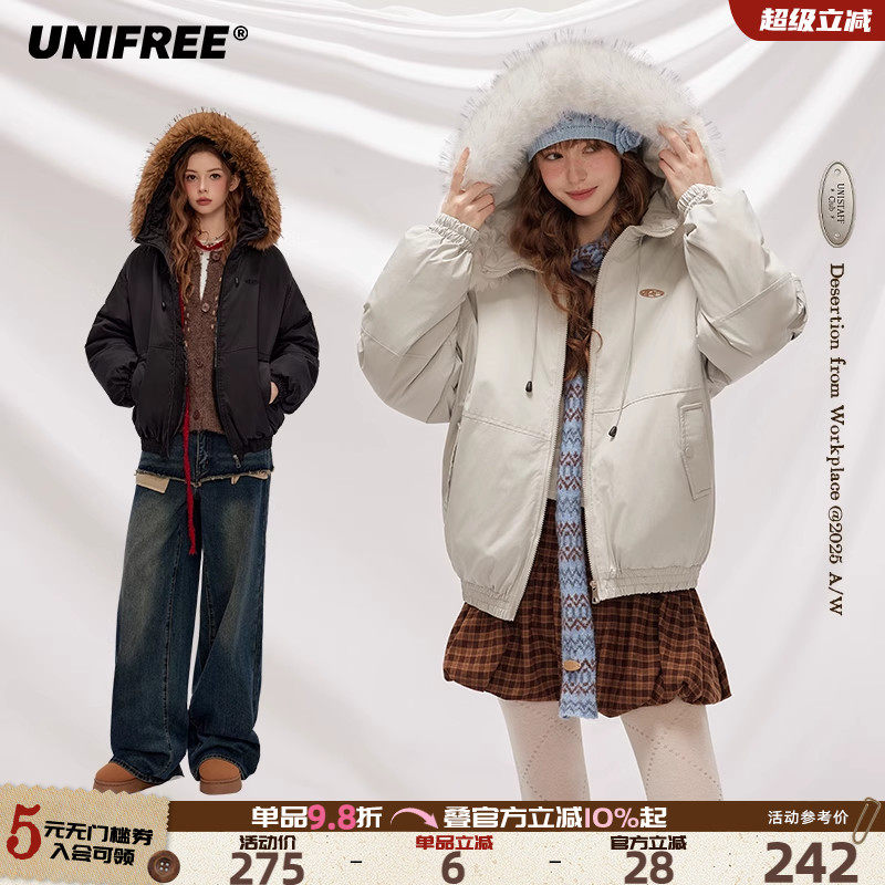 UNIFREE美式灰色棉服情侣款