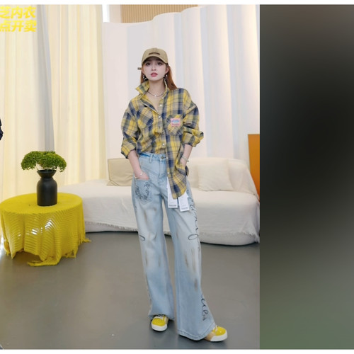 【呼呼严选专享】UNIFREE粉色格子学院风宽松衬衫U241D022V1V1