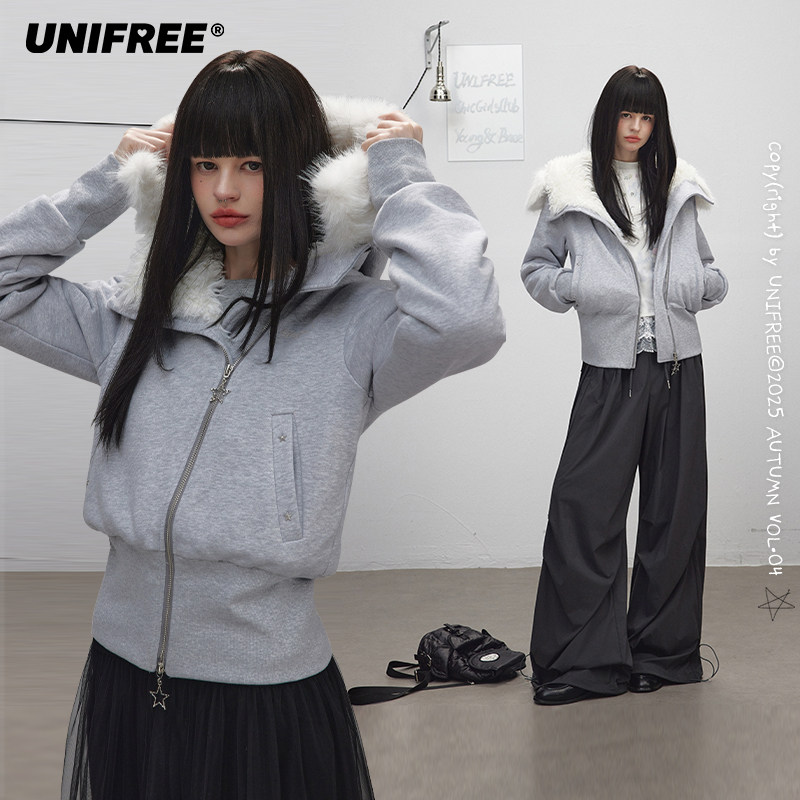 UNIFREE韩系连帽修身外套