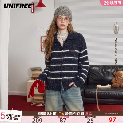 UNIFREE白色大翻领针织衫