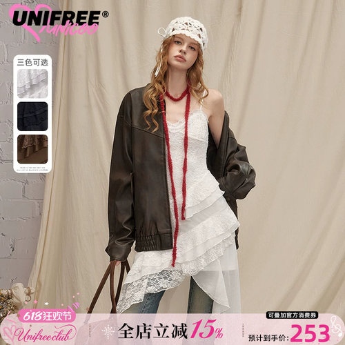 UNIFREE不规则蕾丝连衣裙