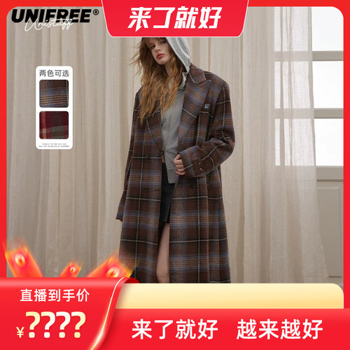 【来了就好】UNIFREE复古宽松直筒长款呢子外套U254H307G1G1