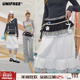 UNIFREE美式 格纹拼接风琴裙片26年春款 撞色叠穿腰封下摆屁帘短裙