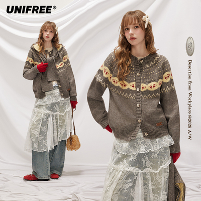 【一一专属】UNIFREE灰色费尔岛针织衫U253N166B1B1