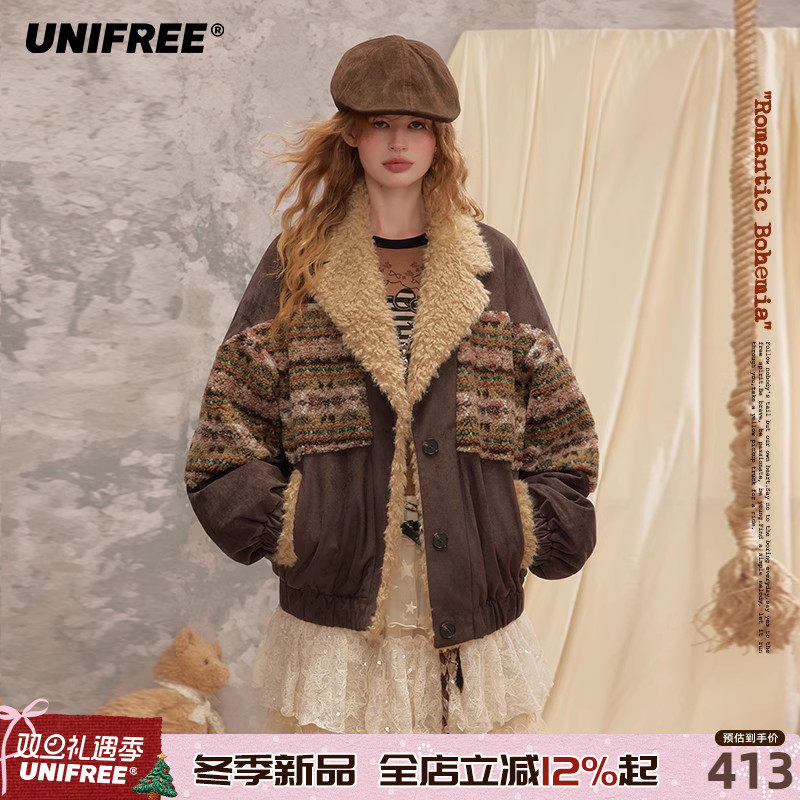 UNIFREE复古棕色加厚冬季外套