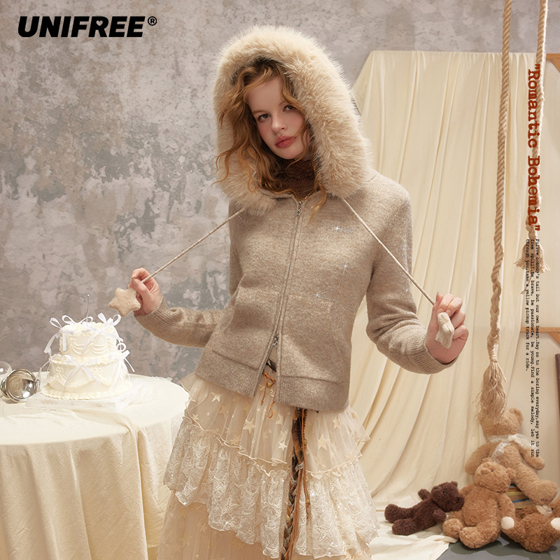【美呀呀专属】UNIFREE软糯连帽针织衫外套U253N021B1B1