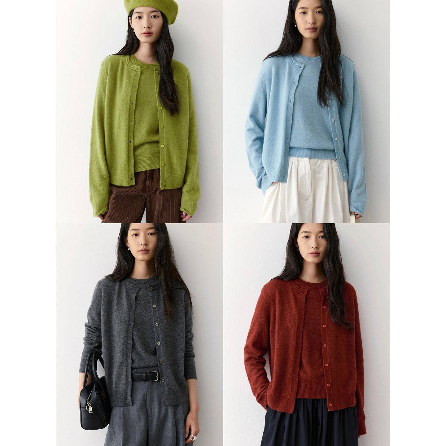 之华/m1u系秋冬B备 云朵感康宝莱白厂丝羊绒经典圆领短袖/开衫