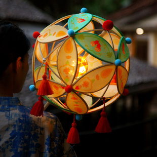新年元宵节手工灯笼竹编diy非遗绣球花灯春节跳舞舞蹈道具滚灯