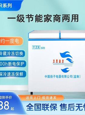 YZR扬子冰柜小型家用宿舍迷你冷冻冷藏卧式双温两用1级省电王冰箱