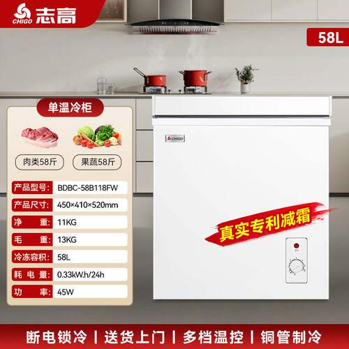 志高小冷柜家用冷柜铜管制冷冷冻冷藏转换节能小冰柜冰柜商用小型
