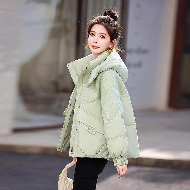 Lusam 时尚拼接短款羽绒服女2025年冬季新款高端洋气宽松加厚外套