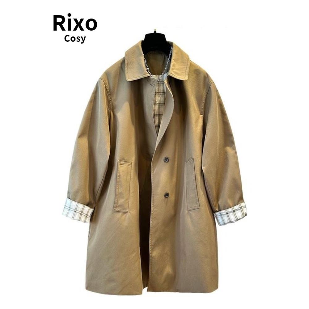 Rixo Cosy英伦风格子翻领中长款风衣女秋高级感宽松百搭洋气外套