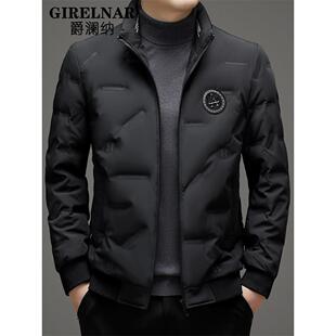 爵澜纳羽绒服男冬季2025新款中年商务轻便薄休闲保暖短款父亲外套