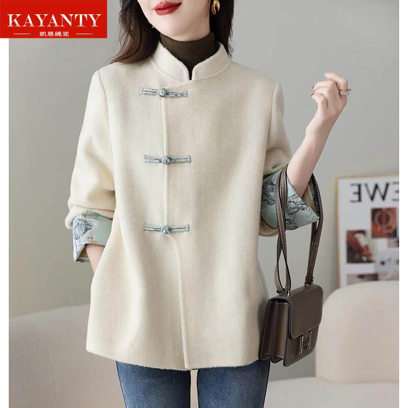 KAYANTY覆古国风新中式双面呢羊绒大衣女短款2025款上衣毛呢外套