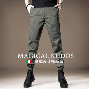 潮牌宽松束脚军绿休闲长裤 MAGICAL 夏季 KUDOS意大利冰丝裤 子 男士