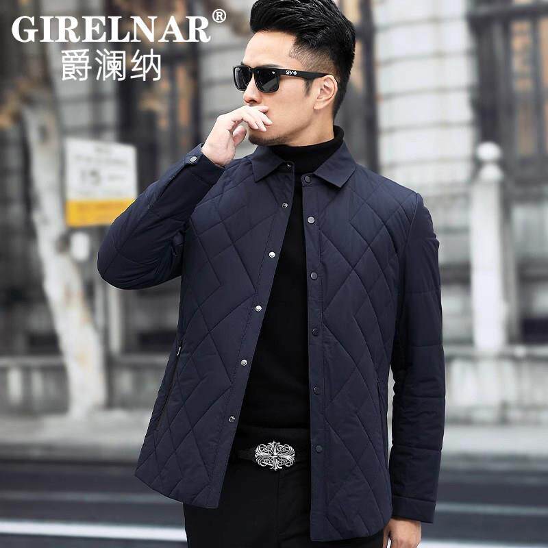 爵澜纳春秋季棉衣男棉袄翻领商务休闲轻薄款棉服中年爸爸装外套潮