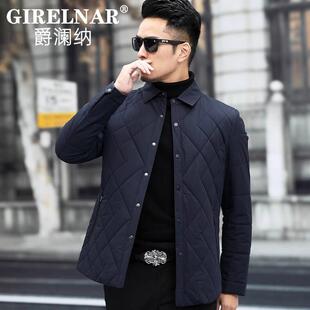外套潮 棉服中年爸爸装 爵澜纳春秋季 棉衣男棉袄翻领商务休闲轻薄款