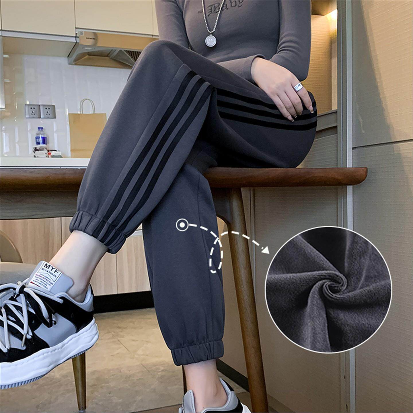 ADIFCMM运动裤子女春秋小个子宽松束脚休闲灯笼灰色卫裤冬季加绒