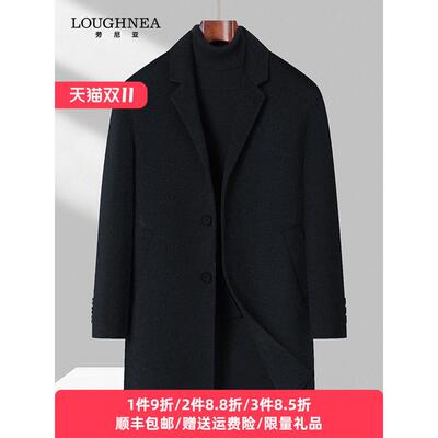 高端中长款西装领双面呢大衣男秋冬新款中青年商务休闲羊毛呢外套