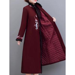 Capacity Kiss喜婆婆冬季红色新中式旗袍连衣裙婚晏装女保暖外套