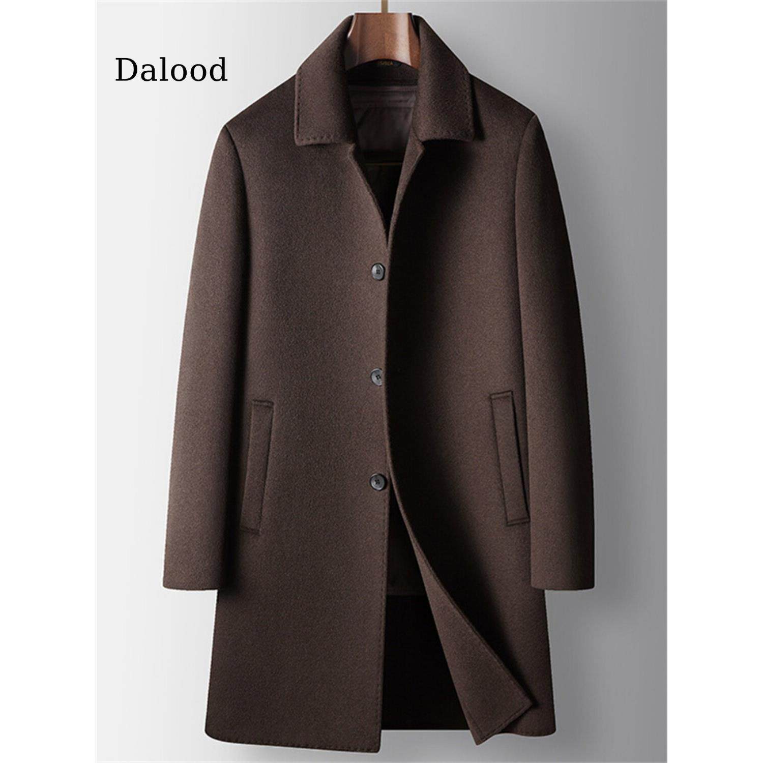 男士毛呢大衣秋冬中长款行政翻领脱卸鹅绒内胆中年商务双面呢外套