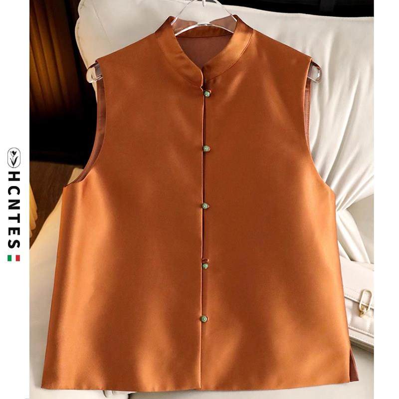 HCNTES马甲背心女新中式宽松休闲2025春季新款显瘦叠穿上衣外套