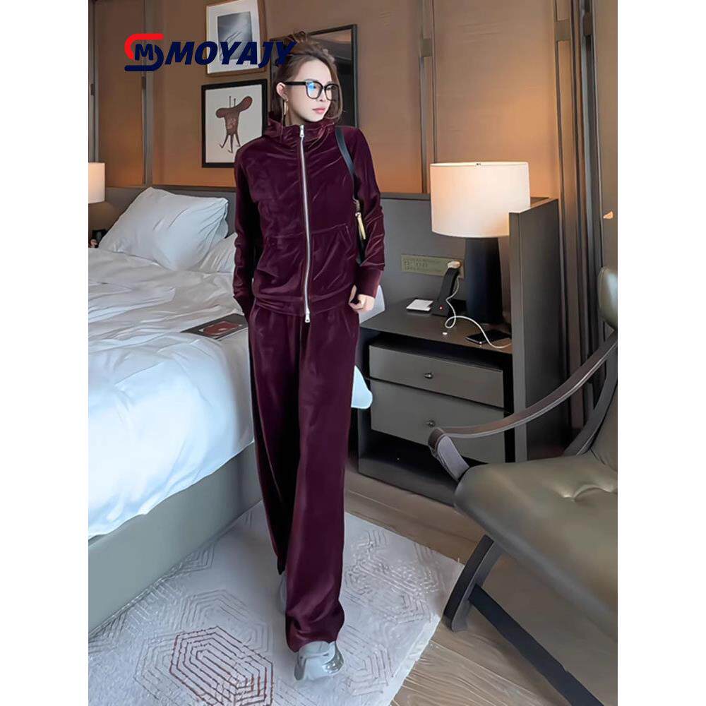 MOYAJY品牌高级感运动套装女秋冬新款时尚休闲卫衣阔腿裤两件套