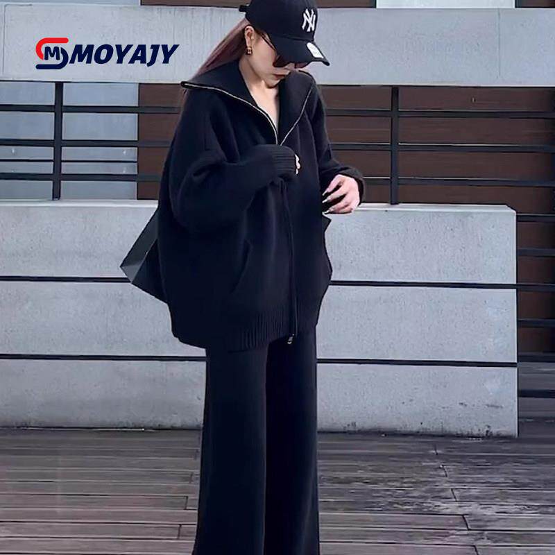 MOYAJY品牌高级感休闲时尚运动套装秋冬新款宽松加厚上衣两件套女