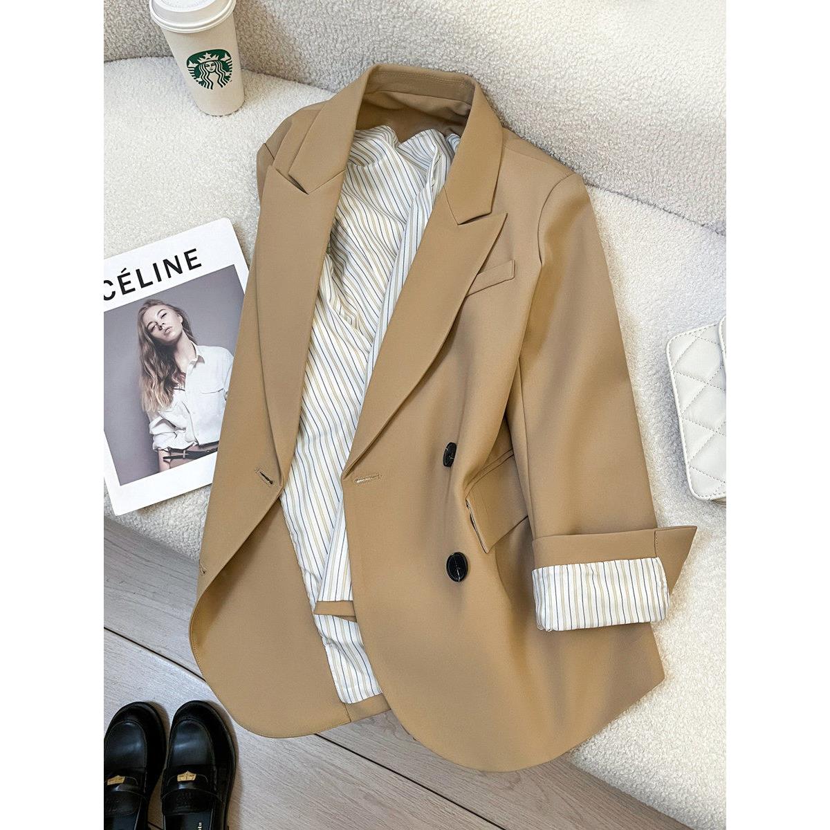 LILY MOST卡其色西装外套女春季新款韩系气质女神范小众休闲西服