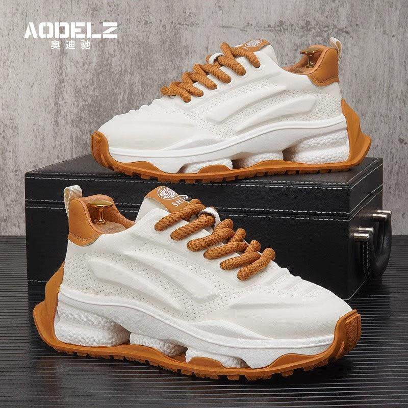 欧洲站厚底老爹鞋冬季潮牌轻奢真皮透气高级感增高运动休闲小白鞋