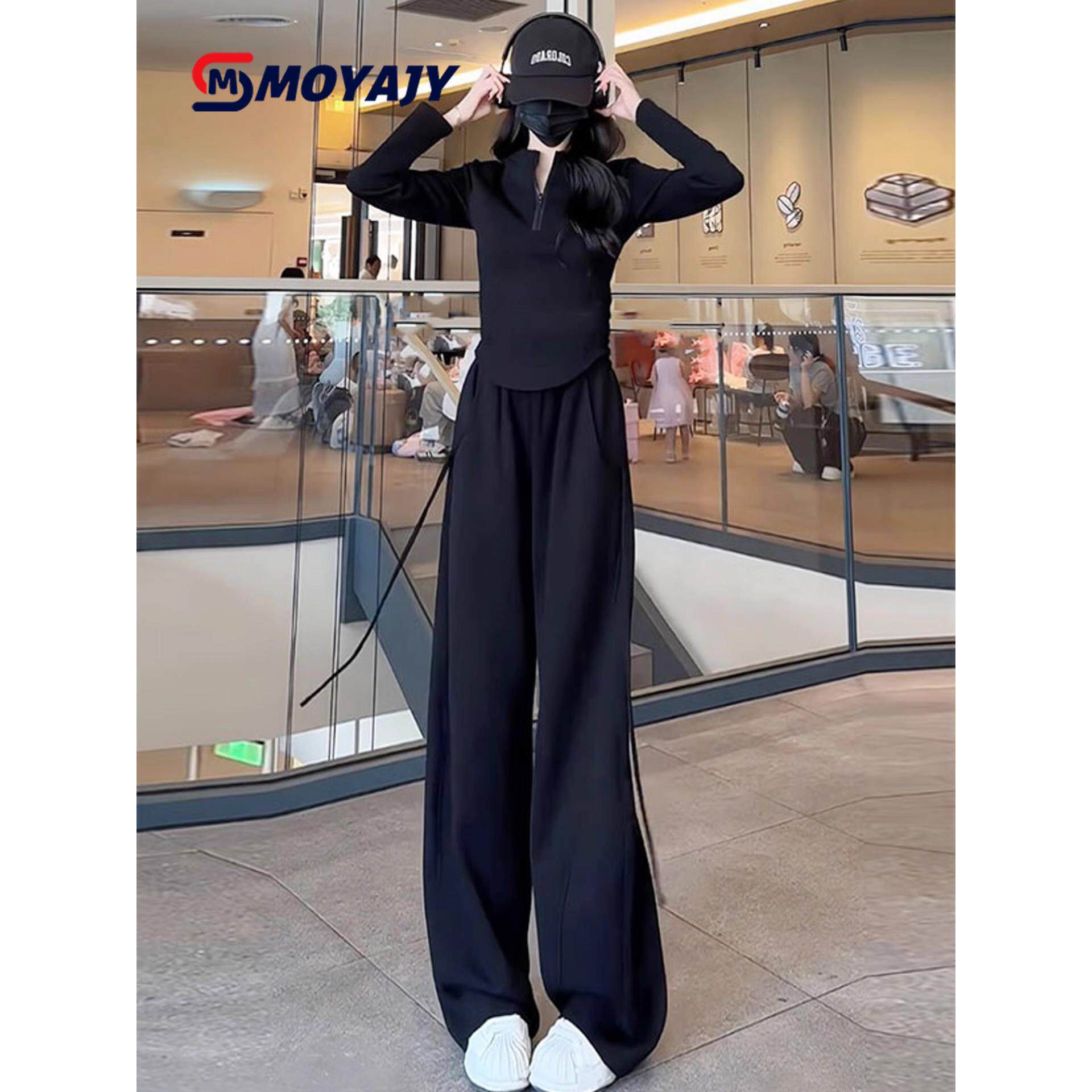 MOYAJY品牌休闲套装春秋2025新款韩版设计感减龄卫衣阔腿裤两件套