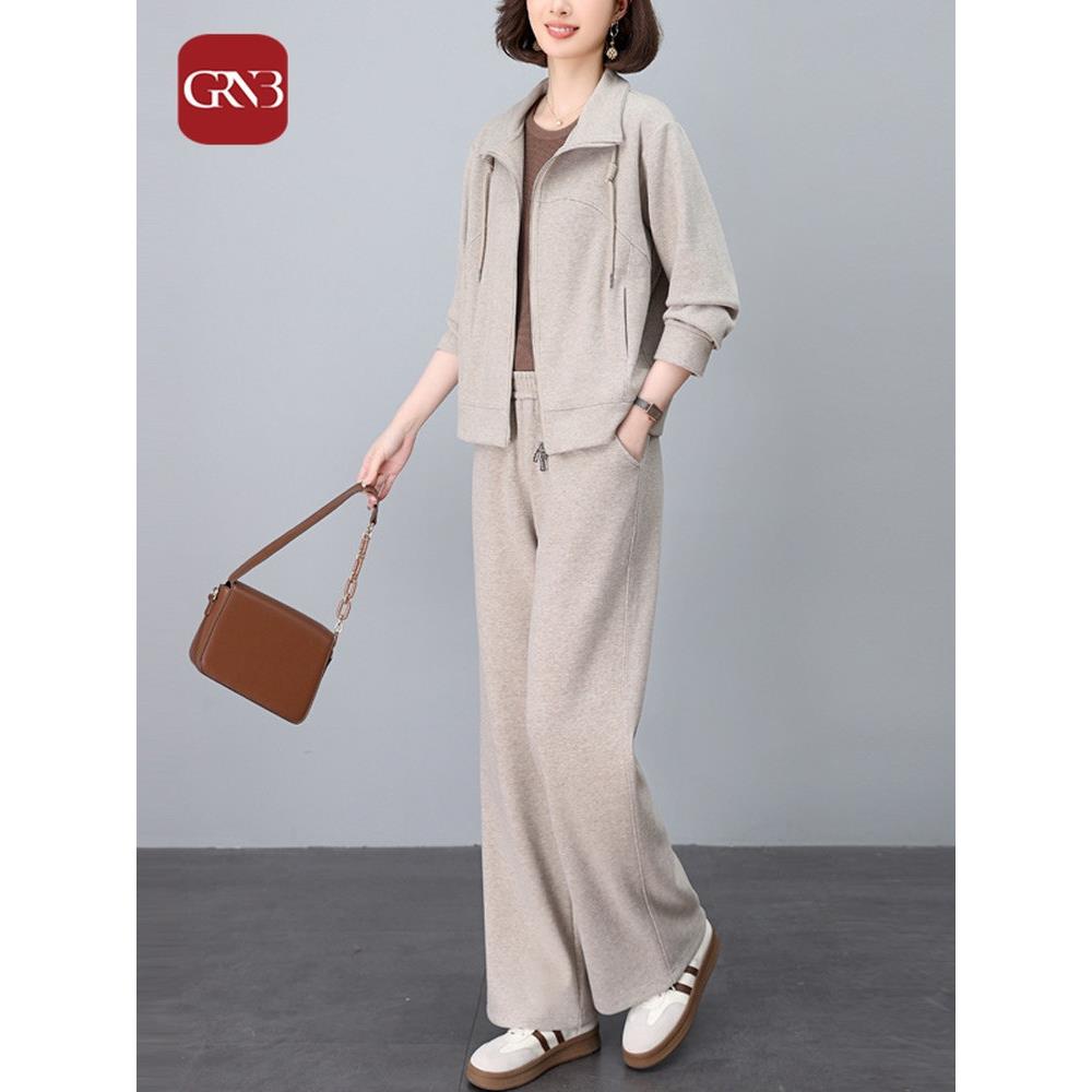 GRNB卫衣套装女2025春秋新款中年妈妈时尚宽松气质减龄运动休闲