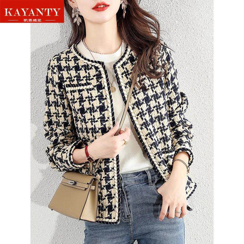 KAYANTY小香风毛呢短外套女士装春秋冬新款爆小个子风衣时尚上衣