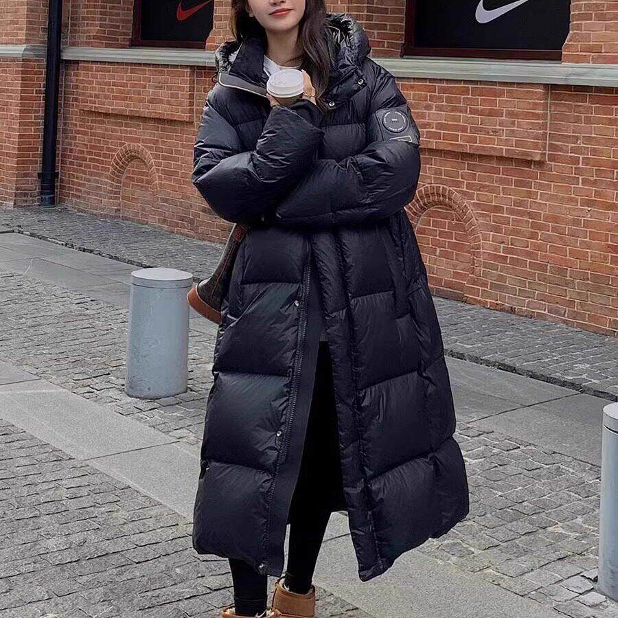 Capacity Kiss加厚长款黑色鹅绒羽绒服男女情侣大码外套保暖大衣